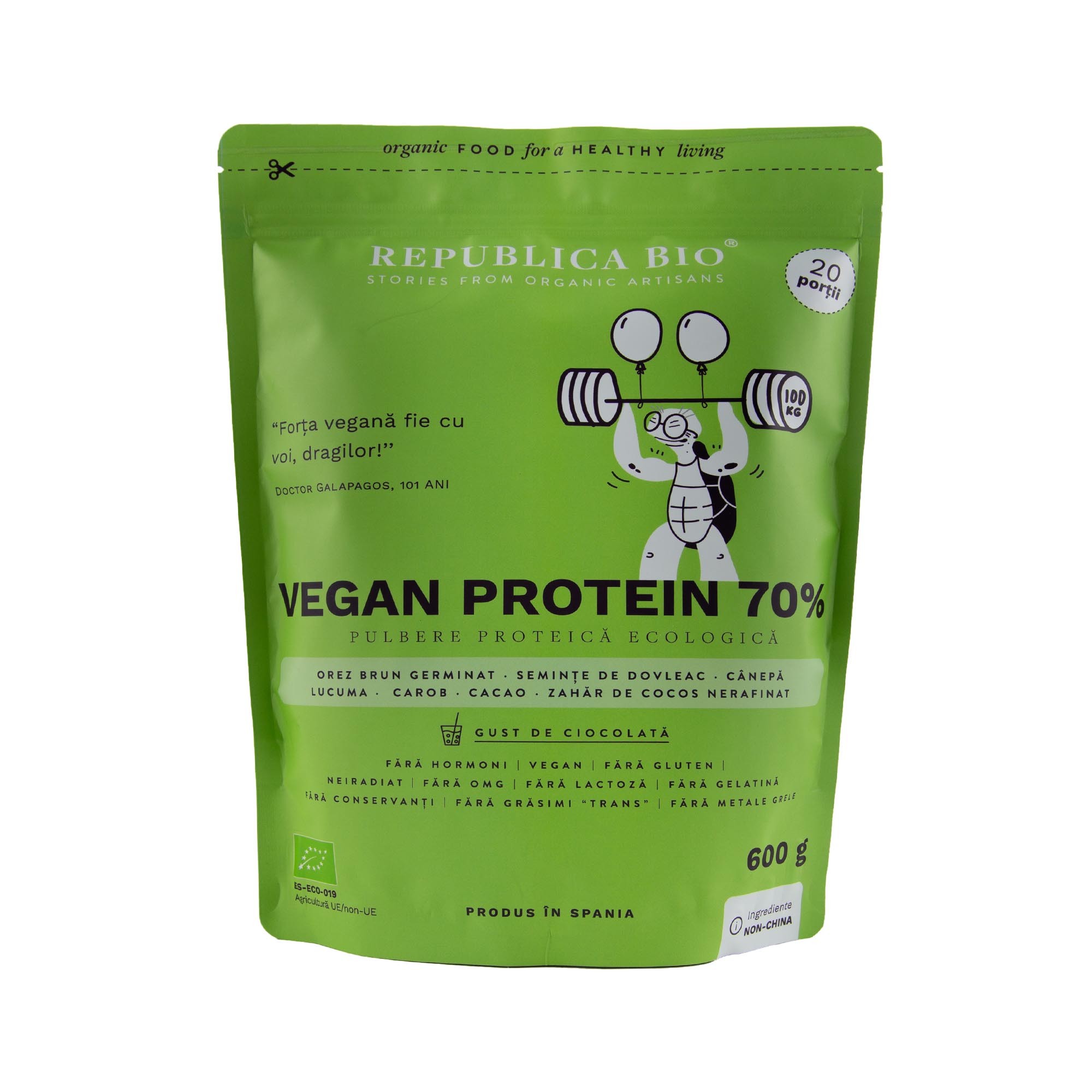 Vegan Protein 70%, Pulbere Functionala Ecologica Republica Bio, 600 G
